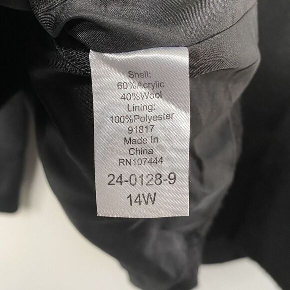 JESSICA LONDON Jacket Womens 14W Black Wool-Blend Bell Sleeve NEW Soft Plush - Picture 8 of 9